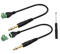 zdyCGTime 6.35mm Screw Terminal Block Connector Cable 6.35mm (1/4 Inch) Audio Mono Male to 2 Pin/Way Female Bolt Screw Pluggable Microphone Type Adapter Cable(30CM/2Packs(2-Pole/M)