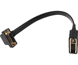 zdyCGTime 90 Degree DVI Extension Cable, 1FT/30CM Black, DVI-D Dual Link, Supports 1080p, Compatible with Flat Panel Displays, Projectors, HDTV