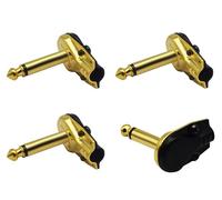 zdyCGTime DIY 6.35MM 1/4" Mono Male 90 Degree Right Angle Pancake Style Plugs Connectors for Speaker,Snakes Golden Plated TS Male Mono 1/4 Inch Phono 6.35mm Phone Microphone Plug(4packs)