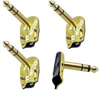 zdyCGTime DIY Right Angle 6.35MM 1/4" Stereo Crab Shell Audio Plug, 90 Degree 1/4 inch Male TRS Pancake Style Plugs Connectors for Speaker,Bass,Amp,Microphone Electric Guitar Cable(4 pack/3 pole)
