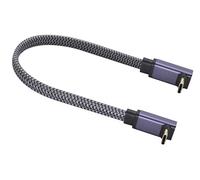 zdyCGTime Flat Braided 3A&10Gbps 3.1Type C Extension Cable Up&Down Angle Type C 3.1 USB Male to 90 Degree USB C Male 4K@60hz AV Monitor Short Cord for Laptop Phone(Dual UP/M/F-0.3M)
