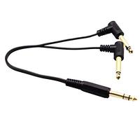zdyCGTime Gold Plated 1/4 Inch 6.35mm Male to 90° 2 6.35mm 1/4 Inch Male TRS Stereo Y Splitter Audio Cable,3Pole 6.35mm to 2Pole 2 6.35 Audio Y Splitter Cable.(30CM/1Pack)