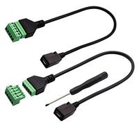 zdyCGTime Micro USB Screw Terminal Block Connector Cable Micro USB 2.0 Female Plug to 5 Pin/way Female Bolt Screw with Shield terminals Pluggable Type Adapter Connector Converter Cable（30CM/2Packs