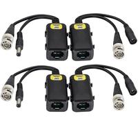 zdyCGTime Passive Video Balun RJ45 Female to BNC Male DC Power Jack Network Transceiver, Full HD Surveillance RJ45 to BNC, Power Compatible with All Video Equipment (16.5cm/2 Pair)