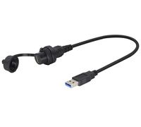 zdyCGTime Small Type C 3.0 Female to USB 3.0 A Male Car Flush Mount Cable USB A to USB Type C Waterproof Panel Mount Extension Cable, for Car Boat Truck Yacht Motorcycle.(30CM/1Ft)