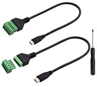 zdyCGTime Type C USB Screw Terminal Block Connector Cable Type C USB 2.0 Male to 5 Pin/way Female Bolt Screw with Shield terminals Pluggable Type Adapter Converter Cable(30CM/2Packs) (Male)