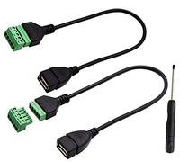 zdyCGTime USB 2.0 A Screw Terminal Block Connector Cable USB 2.0 A Female Plug to 5 Pin/Way Female Bolt Screw with Shield terminals Pluggable Type Adapter Connector Converter Cable.(30CM/2Packs)