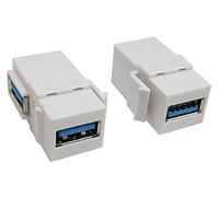 zdyCGTime USB 3.0 Keystone Jack Inserts, (2-Pack) 90 Degree Right Angled USB 3.0 Adapters Female to Female Connector For Wall Plate Outlet Panel-White