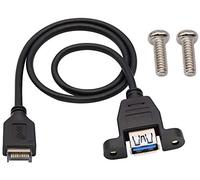 zdyCGTime USB 3.1 Type-e Front Panel Header to USB 3.0 USB-A Female Extension adapter,Dual Screw Locking to Standard USB3.0 Data Cable Panel Mount Type.(1.6ft/50cm)