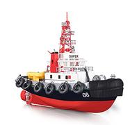 ZDYHBFE Super Work Boat RC Tugboat 2.4Ghz Radio Control Tug Boat Tow Model Fire Fighting Ship Rescue Spurt Water Fireboat
