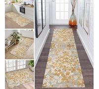 ZDYHMrj Brown Grey Contemporary Polyester 6mm 40x400cm Runner Rug Mat Sold by the Metre Entrance Hallway Kitchen Non-Slip Washable Rug Mats 3D Flowers Kitchen Runner Bedroom Living Room Hallway