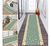ZDYHMrj Carpet Runners for Hallways Non Slip 60X180CM Hall Runner Rugs Long Hallway Rug Green Gold Kitchen Runner Washable Carpet Floor Mat for Hallway Entryway Kitchen Room Living Room