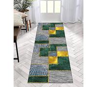 ZDYHMrj Non Slip Hall Runner Rugs Grey Green Gold Washable Long Hallway Rug Kitchen Carpet Floor Mat，Width 40cm/ 50cm/ 60cm/ 70cm/ 80cm/ 90cm/ 100cm/ 120cm (Color : Color#1, Size : 60x250cm)