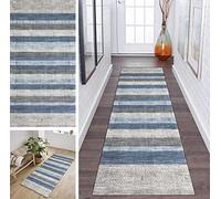 ZDYHMrj Rug Runner Hallway Grey Blue Morocco 80 x 300 cm, Non-Slip Corridor Rug Runner, Washable, Modern, Kitchen, Bedroom, Living Room Runner, Rug, Width 40 cm/50 cm/60 cm/70 cm/80 cm/90 cm/100 cm