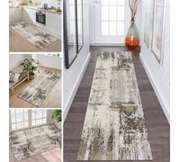 ZDYHMrj Rug Runner Hallway Kitchen Non-Slip Washable 80 x 400 cm Grey Brown Corridor Rug Mats Kitchen Rug Bedroom Living Room Hallway Mats Wide 40-120 cm