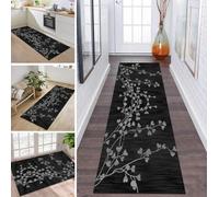 ZDYHMrj Rug Runner Hallway Kitchen Non-Slip Washable Black Rug Runner Hallway 50 x 200 cm Long Washable Sold by the Metre Kitchen Runner Hallway Rug Living Room Bedroom Living Room Dirt Trapper Runner