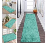 ZDYHMrj Rug Runner Hallway Kitchen Non-Slip Washable Hallway Runner Long 110 x 140 cm Kitchen Runner Turquoise Rug Mat Sold by the Metre Bed Rug for Hallway Dining Room Bedroom Living Room Dirt