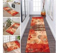 ZDYHMrj Rug Runner Hallway Kitchen Non-Slip Washable Hallway Runner Long 40 x 60 cm Kitchen Runner Orange Green Rug Mat Sold by the Metre Bed Rug for Hallway Dining Room Bedroom Living Room Dirt