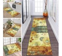 ZDYHMrj Rug Runner Hallway Kitchen Non-Slip Washable Hallway Runner Long 50 x 200 cm Kitchen Runner Brown Green Rug Mat Sold by the Metre Bed Rug for Hallway Dining Room Bedroom Living Room Dirt