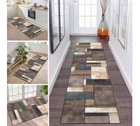 ZDYHMrj Rug Runner Hallway Kitchen Non-Slip Washable Rug Runner Long 40 x 100 cm Brown Modern Design Sold by the Metre Corridor Carpet Dining Room Bedroom Living Room Dirt Trapper Mat Kitchen Rug