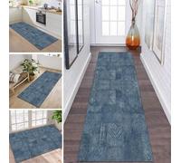 ZDYHMrj Rug Runner Hallway Kitchen Non-Slip Washable Rug Runner Long 50 x 140 cm Blue