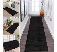 ZDYHMrj Rug Runner Hallway Kitchen Non-Slip Washable Rug Runner Long 50 x 90 cm Black Dark Grey Corridor Rug Mats Kitchen Rug Bedroom Living Room Hallway Mats Wide 40-120 cm