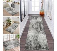 ZDYHMrj Rug Runner Hallway Kitchen Non-Slip Washable Rug Runner Long 90 x 160 cm Dark Grey Modern Design Sold by the Metre Corridor Carpet Dining Room Bedroom Living Room Dirt Trapper Mat Kitchen Rug