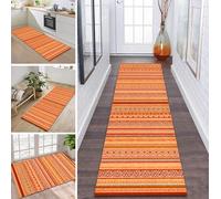 ZDYHMrj Rug Runner Hallway Non-Slip 110 x 280 cm Orange Morocco Kitchen Rug Washable Hallway Runner Modern Carpet Runner for Hallway, Kitchen, Entrance, Living Room Dirt Trapper Rug