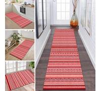 ZDYHMrj Rug Runner Hallway Non-Slip 70 x 150 cm Red Morocco Kitchen Rug Washable Hallway Runner Modern Carpet Runner for Hallway, Kitchen, Entrance, Living Room Dirt Trapper Rug
