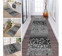 ZDYHMrj Rug Runner Hallway Non-Slip 90 x 240 cm Black Grey Kitchen Rug Washable Hallway Runner Modern Carpet Runner for Hallway, Kitchen, Entrance, Living Room Dirt Trapper Rug