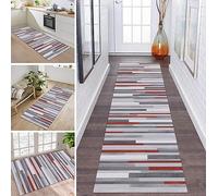 ZDYHMrj Rug Runner Hallway Non-Slip Kitchen Rug 40 x 140 cm Grey Red Kitchen Rug Kitchen Runner Corridor Bedroom Living Room Sold by the Metre Entrance