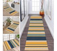 ZDYHMrj Rug Runner Hallway Non-Slip Yellow Blue White 80 x 120 cm Kitchen Rug Washable Hallway Runner Modern Carpet Runner for Hallway, Kitchen, Entrance, Living Room Dirt Trapper Rug