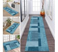 ZDYHMrj Rug Runner Long Hallway Kitchen Non-Slip Washable Kitchen Runner 50 x 180 cm Cyan Carpet Mats Polyester Corridor Carpet Runner Hallway Living Room Bedroom Dirt Trapper Mat Kitchen Rug