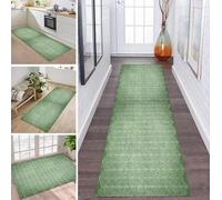 ZDYHMrj Rug Runner Long Hallway Kitchen Non-Slip Washable Kitchen Runner 50 x 60 cm Green Modern Carpet Mats Polyester Corridor Carpet Runner Hallway Living Room Bedroom Dirt Trapper Mat Kitchen Rug