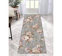 ZDYHMrj Runner for Hallway Runners Black Pink Flower Non Slip Corridor Rugs for Kitchen Modern Living Room Runner Rug Washable Long, Width 40cm/ 50cm/ 60cm/ 70cm/ 80cm/ 90cm/ 100cm