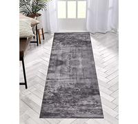 ZDYHMrj Runner Rug 80 x 240 cm Grey Modern Polyester Non-Slip Kitchen Bedroom Living Room Hallway Carpet Mat Sold by the Metre
