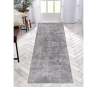 ZDYHMrj Runner Rug, Grey, 80 x 240 cm, Non-Slip, Washable, Modern, Polyester, Kitchen, Hallway, Bedroom, Living Room, Sold by the Metre
