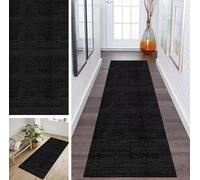 ZDYHMrj Runner Rug Hallway Black Dark Grey 70 x 250 cm Non-Slip Corridor Rug Runner Washable Modern Kitchen Bedroom Living Room Runner Rug Width 40 cm/50 cm/60 cm/70 cm/80 cm/90 cm/100 cm