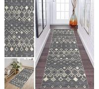 ZDYHMrj Runner Rug Hallway Kitchen Washable Non-Slip 70 x 350 cm, Abstract Morocco Style Grey Long Rug Mat Durable for Corridor Living Room Bedroom Sold by the Metre Adjustable