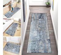 ZDYHMrj Runner Rug Hallway Non-Slip Grey Blue Corridor Modern Designer Kitchen Runner Rug Abstract Washable for Hallway, Bedroom, Living Room, Width 60 cm / 70 cm / 80 cm / 90 cm / 100 cm