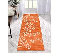 ZDYHMrj Runner Rug Long Hallway Non-Slip Washable 60 x 150 cm Kitchen Corridor Rug Runner for Hallway Orange Bedroom Living Room Polyester Carpet Mat Durable Adjustable Kitchen Rug Sold by the Metre