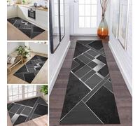 ZDYHMrj Runner Rug, Long, Non-Slip, Washable, Kitchen, Corridor Rug Runner, Grey Black, 90 x 180 cm, Long Carpet Mats, Kitchen Runner, Living Room, Children's Room, Adjustable Kitchen Rug, Sold by the