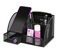 ZDZBLX Desk Organiser - Metal Mesh Pen Holder with Drawer - Pencil Organizer Pen Pot Desktop Storage, Multi-Functional Desk Tidy Accessories and Stationery Organizer for Home, Office, School, Black