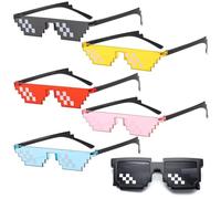 ZEACCT 1 Pcs Cool Black Mosaic Pixel Sunglasses, UV Protection Unisex Design for Parties, Games, and All Ages