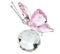 ZEACCT 1 PCS Crystal Flying Butterfly Figurine Elegant Pink Decorative Ornament for Home and Outdoor Decor Base Statue Animal Garden Decoration