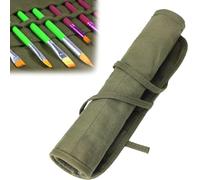 ZEACCT 1-Piece Artist Brush Roll - 22-Pocket Canvas Holder for Paintbrushes, Portable Storage Pouch for Watercolour, Oil & Drawing Pens (Grey, 30cm)