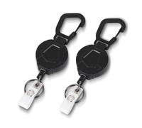 ZEACCT 2-Pack Heavy Duty Retractable Keychains - Premium Badge Reels with Secure Locking Mechanism, Durable Lanyard System for Keys & ID Cards (Black)