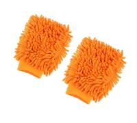 ZEACCT 2-Pack Premium Chenille Wash Mitts - Dual-Sided Microfiber Gloves for Auto Detailing, Ultra-Absorbent Car Cleaning Pads (Orange, Fits Cars/Windows/Mirrors)