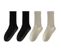 ZEACCT 2 Pairs Non-Slip Yoga & Fitness Socks for Men and Women - Breathable Cotton Workout Socks with Fall Prevention Grip, Ideal for Pilates, Ballet, Barre & Sports (Black & Grey)