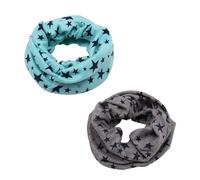 ZEACCT 2 Pcs Children’s Star Pattern Neck Scarves - Soft Cotton Washable Winter Warmers, Adjustable Loop Design for Boys & Girls, Cozy Cartoon Circle Scarves, Ideal for Autumn & Cold Weather